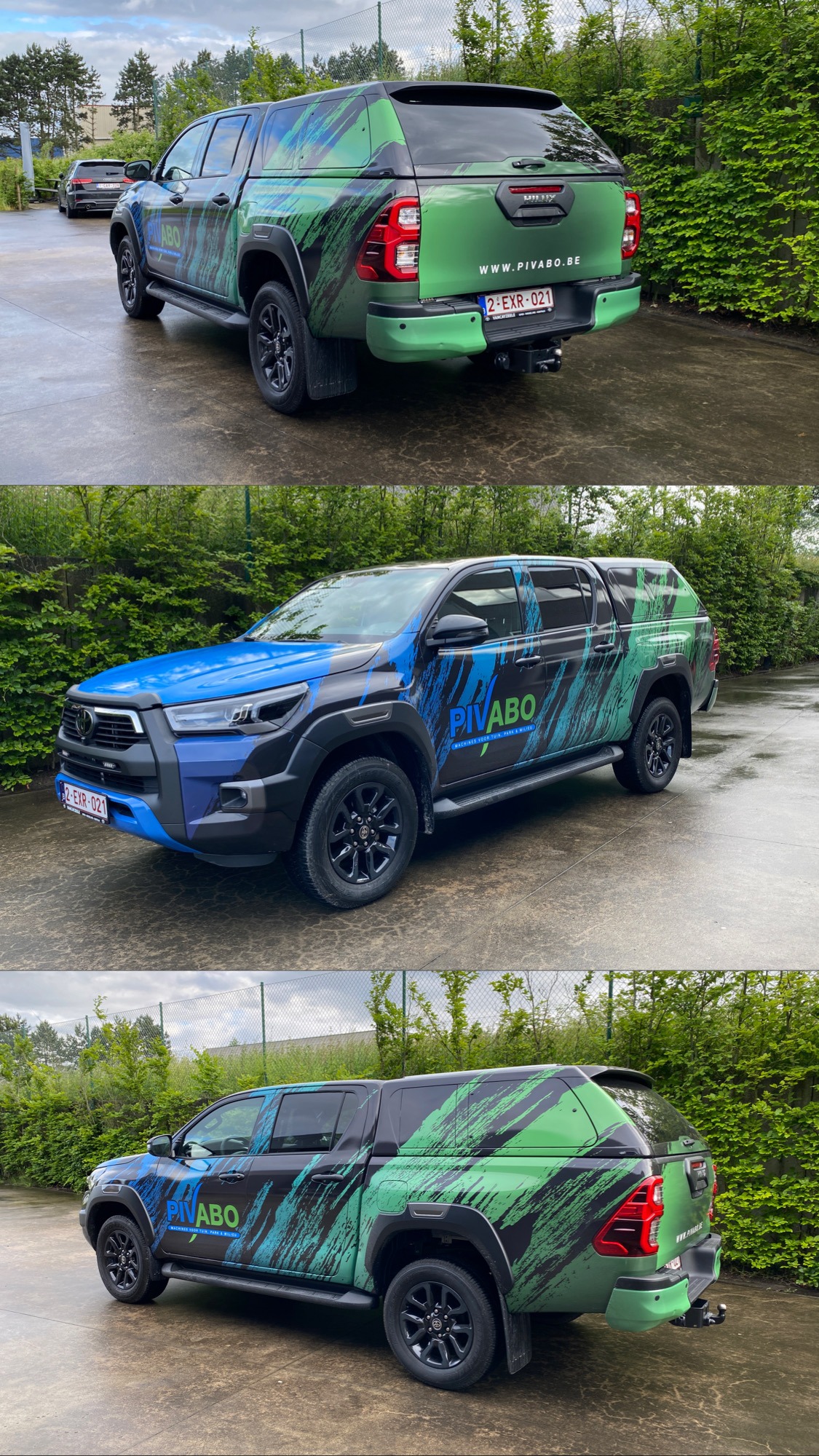 Pivabo Hilux voertuigwrap vanuit meerdere hoeken